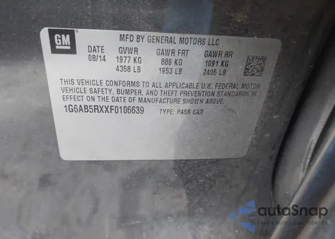 2015 Cadillac Ats Luxury from USA, damaged, VIN 1G6AB5RXXF0106639